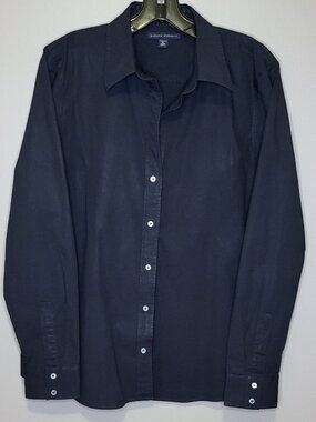 Banana Republic Black Stretch Button Down Shirt Blouse XL